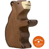 Holztiger Houten figuur - Kleine zittende bruine beer - Voor kinderen vanaf 3 jaar - Europese productie