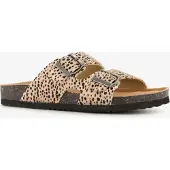 Scapino Dames bio slippers met panterprint beige zwart maat 39
