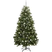 vidaXL - Kunstkerstboom - 240 - cm - 300 - LED's - Warmwit - PVC - en - Staal - Groen