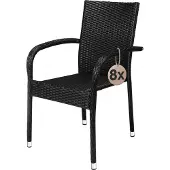 Casaria Polyrotan Tuinstoel Comfort 8 stuks Zwart