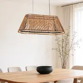 LumenXL 3-staps dimbare hanglamp Selara met gevlochten kap in naturel