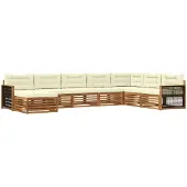 vidaXL Buiten bank set 8 st Natuurlijk en Crème Massief Acacia Hout