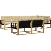 vidaXL Buiten bank set 7 st Wit en Beige