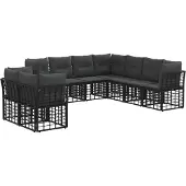 vidaXL Buiten bank set Zwart Polyester