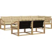 vidaXL Buiten bank set 7 st Wit en Beige