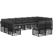 vidaXL Buiten bank set Zwart en Donker Grijs Polyester