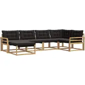 vidaXL Buiten bank set 6 st Wit en zwart Massief Acacia Hout