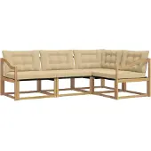 vidaXL Buiten bank set 4 st Wit en Beige