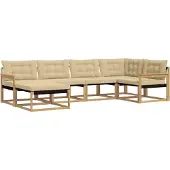 vidaXL Buiten bank set 6 st Wit en Beige Massief Acacia Hout
