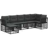 vidaXL Buiten bank set Zwart Polyester