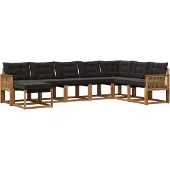 vidaXL Buiten bank set 8 st Naturel en Zwart