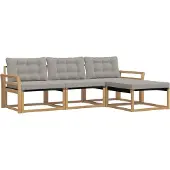vidaXL Buiten bank set 4 st Wit en Lichtgrijs