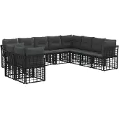 vidaXL Buiten bank set Zwart Polyester