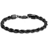 Lucleon Essentials | 6 mm Gunmetal Zwarte Armband met Gedraaide Schakels