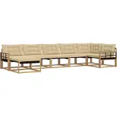vidaXL Buiten bank set 7 st Wit en Beige Massief Acacia Hout