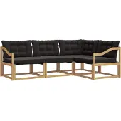 vidaXL Buiten bank set 4 st Wit en zwart