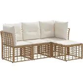 vidaXL Buiten bank set Naturel Polyester