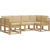 vidaXL Buiten bank set 6 st Wit en Beige
