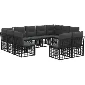 vidaXL Buiten bank set Zwart en Donker Grijs Polyester