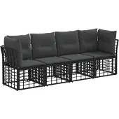 vidaXL Buiten bank set Zwart Polyester