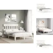 vidaXL Bedframe met hoofdbord massief hout wit