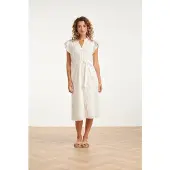 Smashed Lemon Broderie doorknoopjurk met flutter mouwen |