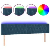 vidaXL Hoofdbord LED 203x16x78/88 cm fluweel donkerblauw