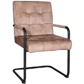 Lizzely Garden & Living Eetkamerstoel met armleuning Indy beige velvet eetstoel