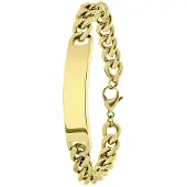 Lucardi Heren Plaatarmband - Staal - Armband - Vaderdag Cadeautje - 21 cm - Goudkleurig