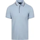 State of Art Poloshirt Tipping Cotton Linen Lichtblauw