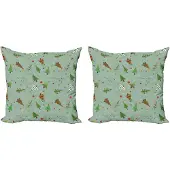 Abakuhaus Kerstkussenhoez set van 2, kerstboompatroon, 45x45 cm, amandelgroen