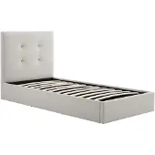 Vente-unique Bed met opbergruimte stof beige 90 x 190 cm
