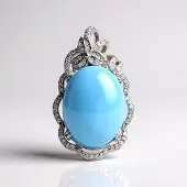 Cavill - Zilveren Hanger - 925 Sterling Zilver - 8,84 ct Ovale Larimar - 0,23 ct Witte Topaas Pavé - Elegante Dameshanger