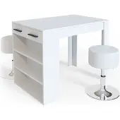 Vicco Eettafel set Repose Wit 67 x 100 cm met 2 krukken, Model 33329
