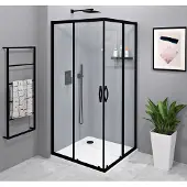 Gelco Sigma Simply Black Vierkante douchecabine 90x90cm, hoekinstap, helder glas