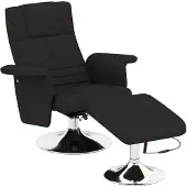 HOMCOM -Massagesessel mit Fußhocker-Polyester, Stahl-78L x 95B x 88H cm-Schwarz