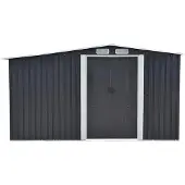 Vente-unique Tuinhuis van grijs gegalvaniseerd staal LERY - 10,5m²
