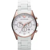 Giorgio Armani Emporio Sportivo Herenhorloge Chronograaf Witte Wijzerplaat Armband AR5919