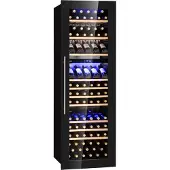Klarstein Inbouw-Wijnkoelkast, 246 L Drankkoelkast Smal, 3 Zones Wijnkoelkast met Glazen Deur, Indoor/Outdoor Biersafe, Grote Koelkast, 5-18 degree celsius, 89 Flessen