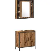 vidaXL Badkamermeubel Set 2 st Bruin 60 x 30 x 60 cm Bewerkt hout