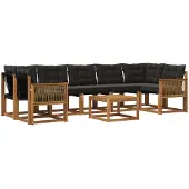 vidaXL Buiten bank set 8 st Naturel en Zwart