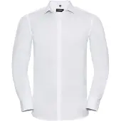 Russell athletic Russell Collection Heren Ultimate Stretch Fitted Overhemd met Lange Mouwen (Wit)