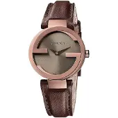 Gucci YA133504 In elkaar grijpende bruine wijzerplaat dames horloge