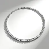 Cavill - Zilveren Halsketting - 925 Sterling Zilver - Witte Braziliaanse Topaas 44 25 ct Rond Slijpsel - Elegant Dames Sieraad 45 72 cm