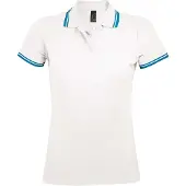 Sols Dames/Dames Pasadena Poloshirt (Wit/Aqua)