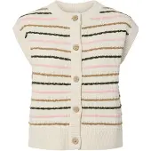 Y.A.S Gebreide bodywarmer 'YASNilo' crème / karamel / olijfgroen / lichtroze