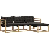 vidaXL Buiten bank set 4 st Wit en zwart
