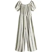 Next Jumpsuit crème / kaki / zwart
