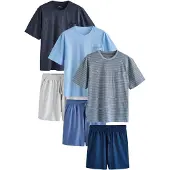 Next Pyjama kort navy / lichtblauw / donkerblauw / grijs gemêleerd