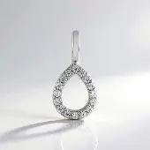 Cavill - 925 Sterling Zilver Geplatineerd - Druppelvormige Zilveren Hanger met 0,32 ct Cambodjaanse Pave Zirkonen - Elegant & Tijdloos Sieraad